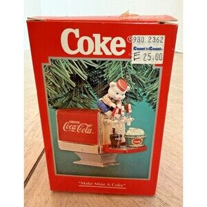 1995 Vintage Coca Cola Enesco Make Mine A Coke Christmas Ornament New